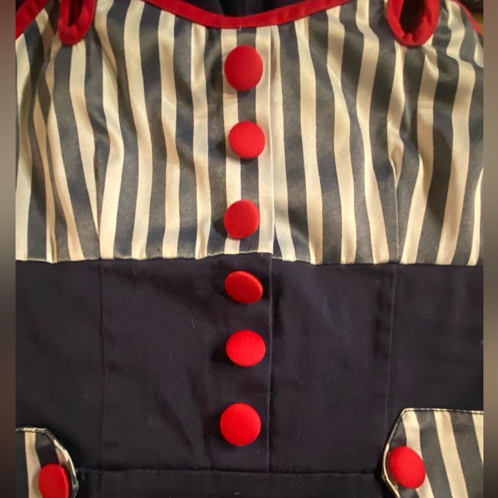 🎀Voodoo Vixen Sailor Dress Rockabilly Blue & Red pinup wiggle nautical retro S - Picture 6 of 8